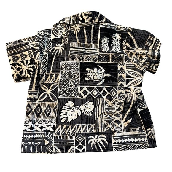 RJC Hawaiian Toddler Shirt 12 Months Black & White Palm Turtle Print Cotton Made - Picture 3 of 3